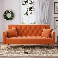 Ouyessir Velvet Futon Sofa Bed With 2