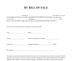 recreational vehicle bill of form
