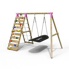 Eden Pink Rebo Wooden Swing Set With
