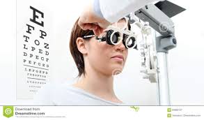 Woman Doing Eyesight Measurement With Trial Frame And Visual