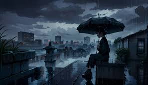 hd sad anime in dark rain