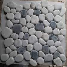 white tumbled pebble stone mosaic tiles