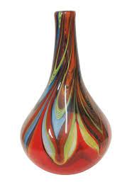 vintage glass vase with multi colored