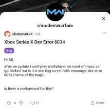A dev error is a error code message that is displayed after the game force closes after a crash of after being disconnected. Modern Warfare Dev Error 6034 Behindert Den Multiplayer Auf Ps4 Nach Welt