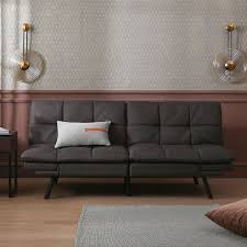 71 Modern Fabric Convertible Memory Foam Futon Couch Bed Folding Sleeper Twin Dark Gray Sofa Furniture For Home