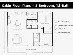 Cabin Floor Plan 2 Bedroom 1 1 2