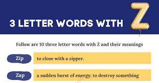 exles of 3 letter words with z 7esl