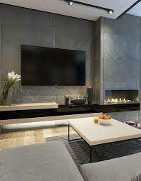 Tv Wall With Modern Fireplace