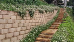 Block Retaining Wall And Garden Steps