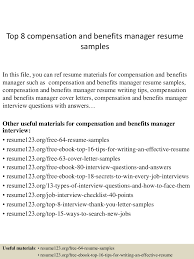 Top 8 Compensation And Benefits Manager Resume Samples