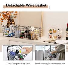 Costway 3 Tier Wire Fruit Basket Stand Kitchen Snack Vegetable Storage See Details Black