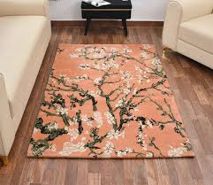peach and green fl polyester carpet