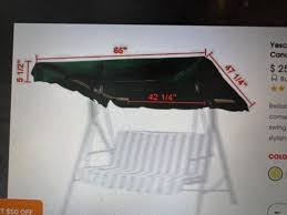 65 X 47 Patio Swing Canopy Top Cover