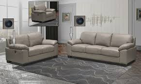 grey genuine leather 3 seater sofa 2