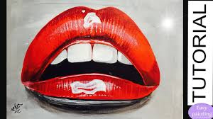 how to paint red glossy lips acrylics