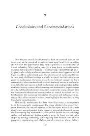  conclusions and recommendations mathematics learning in early mathematics learning in early childhood paths toward excellence and equity 2009