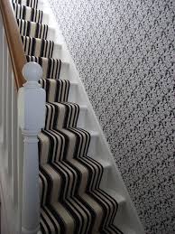 black and white striped stair carpet