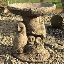 Owl Family Bird Bath Gardenbird