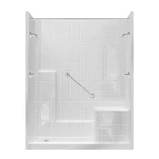 Home design might be ideal solution for the best floor tile ideas. Laurel Mountain Luttrell One Piece White 33 In X 60 In X 77 In Acrylic One Piece Kit With Integrated Seat In The One Piece Shower Kits Department At Lowes Com