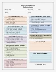 Parent Teacher Conference Form Template Checklist Google