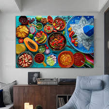 Mexican Foods Kitchen Wall Art Canvas