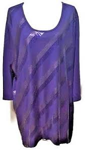 Liz Me Dark Purple Blouse With Sequin Stripes Size 3xl Ebay
