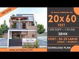 20x60 Feet Modern House Design 3d 3