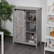 Grey Oak Cupboard Storage Cabinet