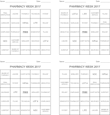 Pharmacy Week 2017 Bingo Cards Wordmint