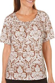 Cathy Daniels Womens Embellished Damask Print Top At Amazon