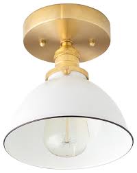 Industrial White Dome Shade Gold Ceiling Light Farmhouse Flush Mount Ceiling Lighting By Peared Creation