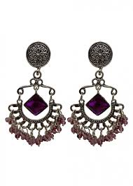 purple stone studded oxidized earrings
