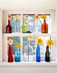 Colored Glass Bottles Farmhouse Decor