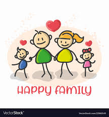 doodle cartoon figure happy family