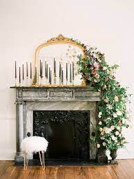 mantel and fireplace ceremony backdrops