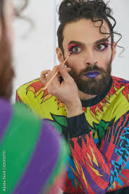 closeup portrait of a male makeup