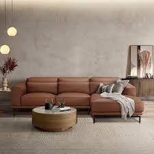 duarte l shape leather sofa chaise on