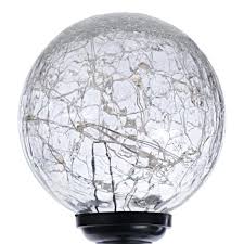 Hampton Bay Solar Black Integrated Led Stake Light With Crackled Glass Globe Hd28582bk The Home Depot
