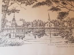 Antique 1900s Mahone Bay Drawing 3