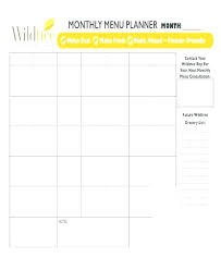 Monthly Dinner Menu Planning Template Monthly Meal Menu
