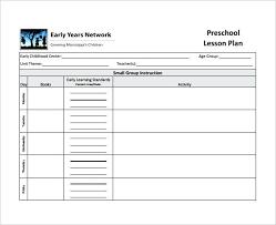 Teacher Lesson Plan Format Pdf This Preschool Example Is Divided