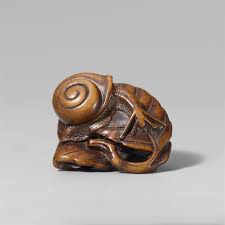 Bernstein deals exclusively in japanese art, specializing in netsuke, inro, ojime, tsuba and lacquer. A Good Boxwood Netsuke Of A Snail 19th Century With A Finely Textured Body And Outspread Antennae The Snail Crawls Ove Netsuke Japanese Jewelry Japanese Art