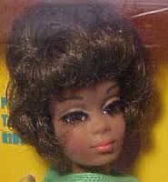 Black Francie, introduced in 1967, was the very first in the Barbie family of dolls. Julia doll, using Christie&#39;s head/face mold, was introduced in 1969. - Christie-Doll