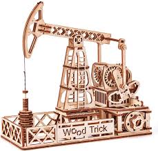 wood trick oil derrick rig toy oil