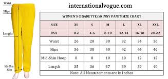 Cigarette Pants Size Chart International Fashion Vogue