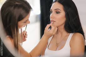 makeup artist work in her beauty studio