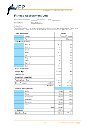 Fitness Assessment Form Template Work Out Fitness Assessment