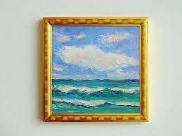 Small Painting Seascape Ocean Beach Sea Tide Art Acrylic