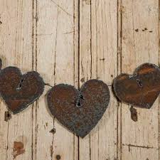 Seven Rusted Steel Hearts Garland