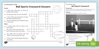 Crossword words from the puzzle. Sports Crossword Clues Ball Sports Home Learning